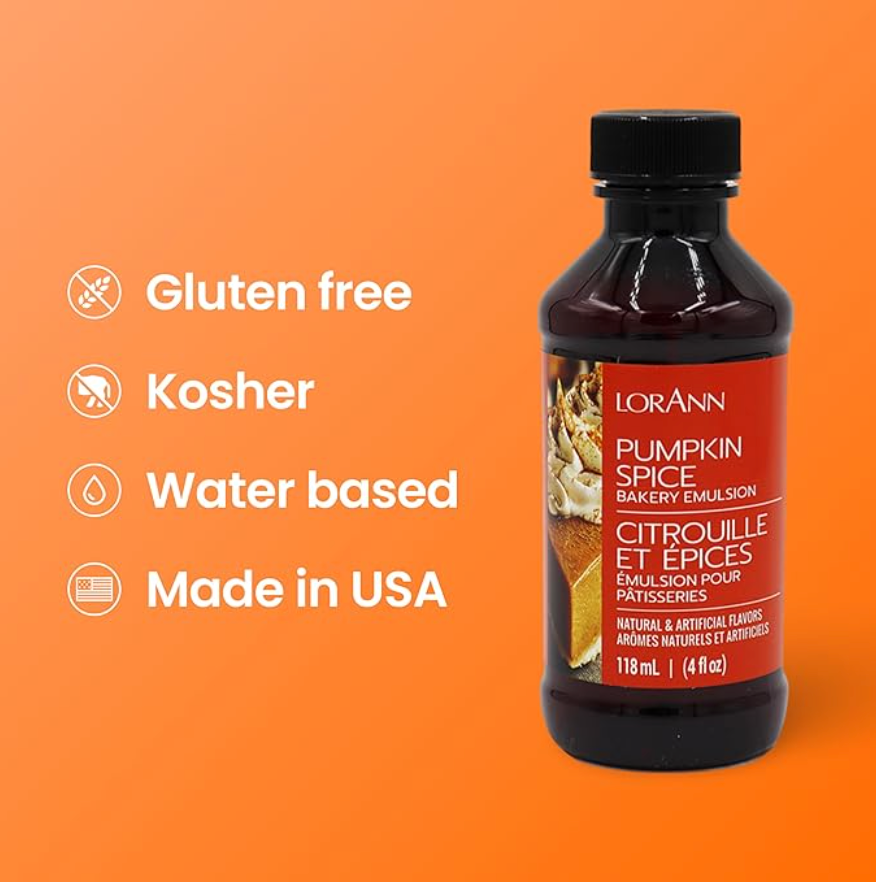 LorAnn Oils Pumpkin Spice, Bakery Emulsion - 4 OZ #0789-0806B *BBD Sep 2024* - Papagino Foods Inc.