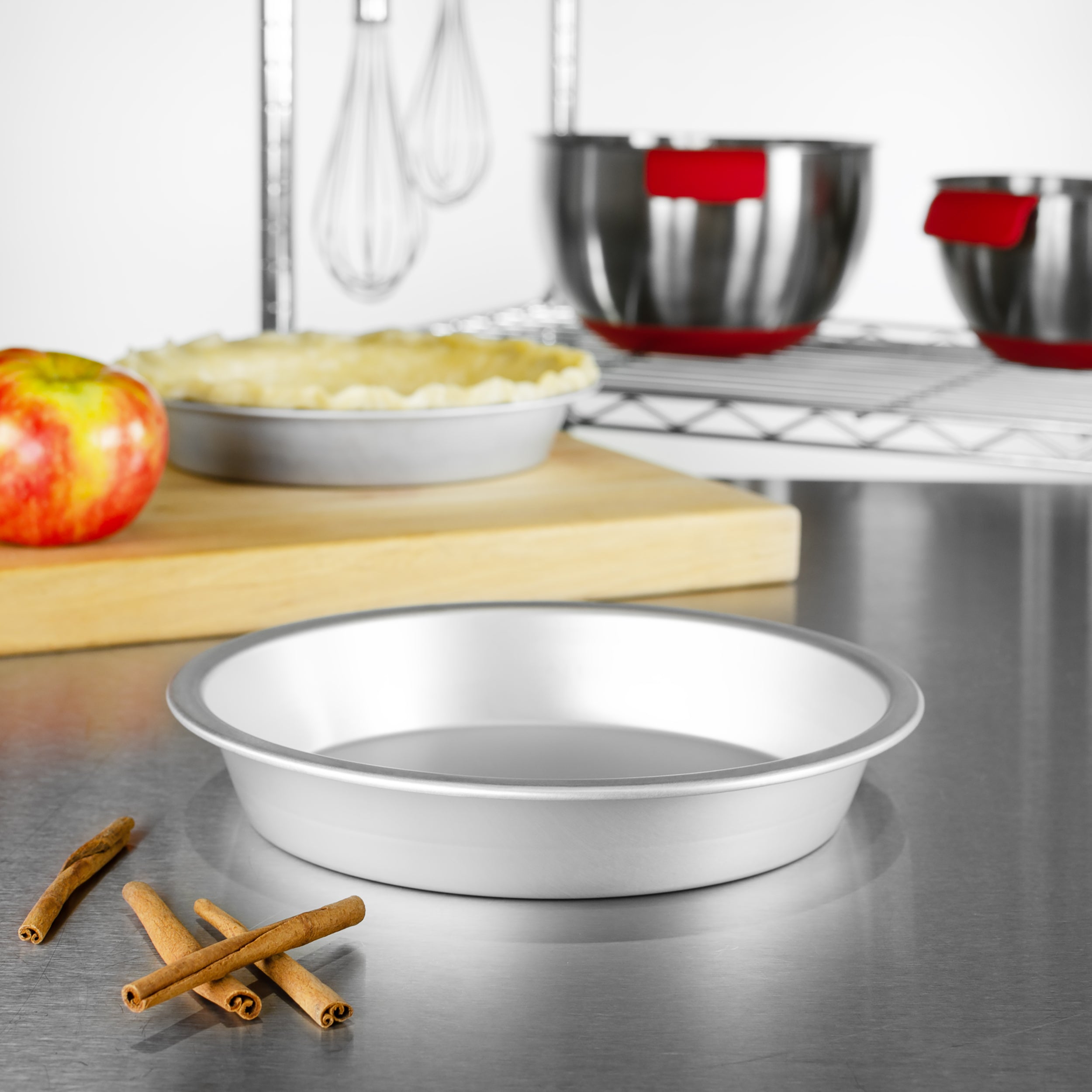 Fat Daddio, Anodized Aluminum, Pie Pan, 9 in OD x 7 in ID 1 1/2 in Deep 1/2 in Rim (PIE-9) - Papagino Foods Inc.