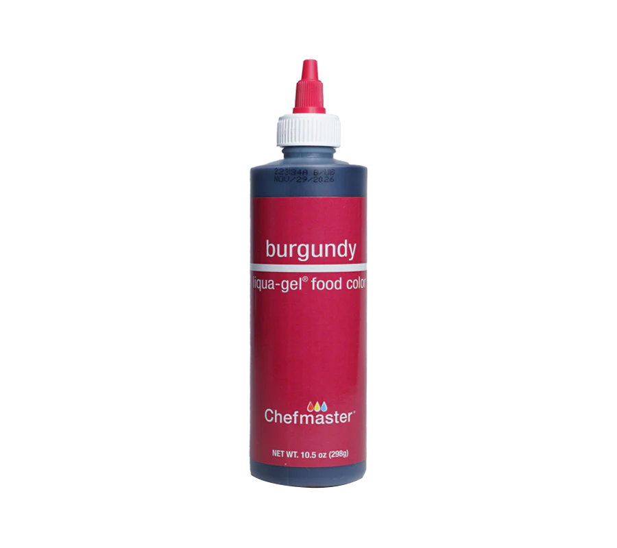 Chefmaster Burgundy Liqua-Gel Food Coloring (# 5455) 10.5 OZ - Papagino Foods Inc.