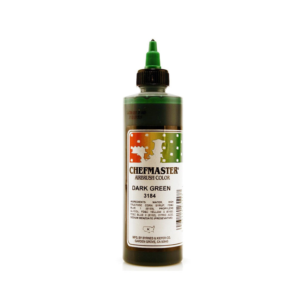 Chefmaster Dark Green Airbrush Food Coloring (# 3184) 9.0 OZ - Papagino Foods Inc.