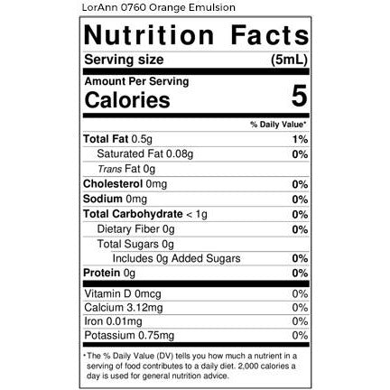 LorAnn Oils Orange (Natural), Bakery Emulsion - 16 OZ #0760-1000 - Papagino Foods Inc.