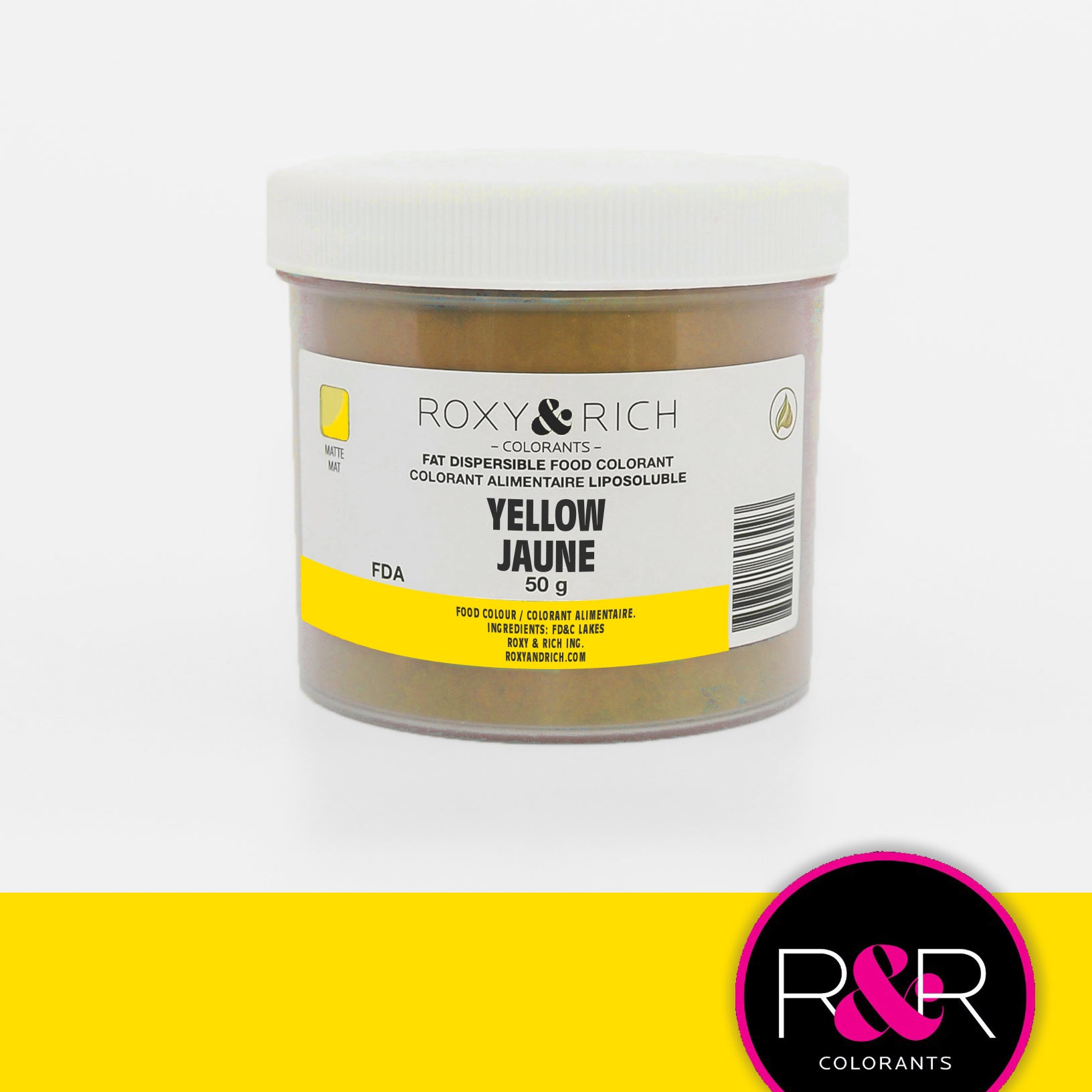Roxy & Rich Fat Dispersible Dust Yellow (# P50-B01) - 50 G - Papagino Foods Inc.