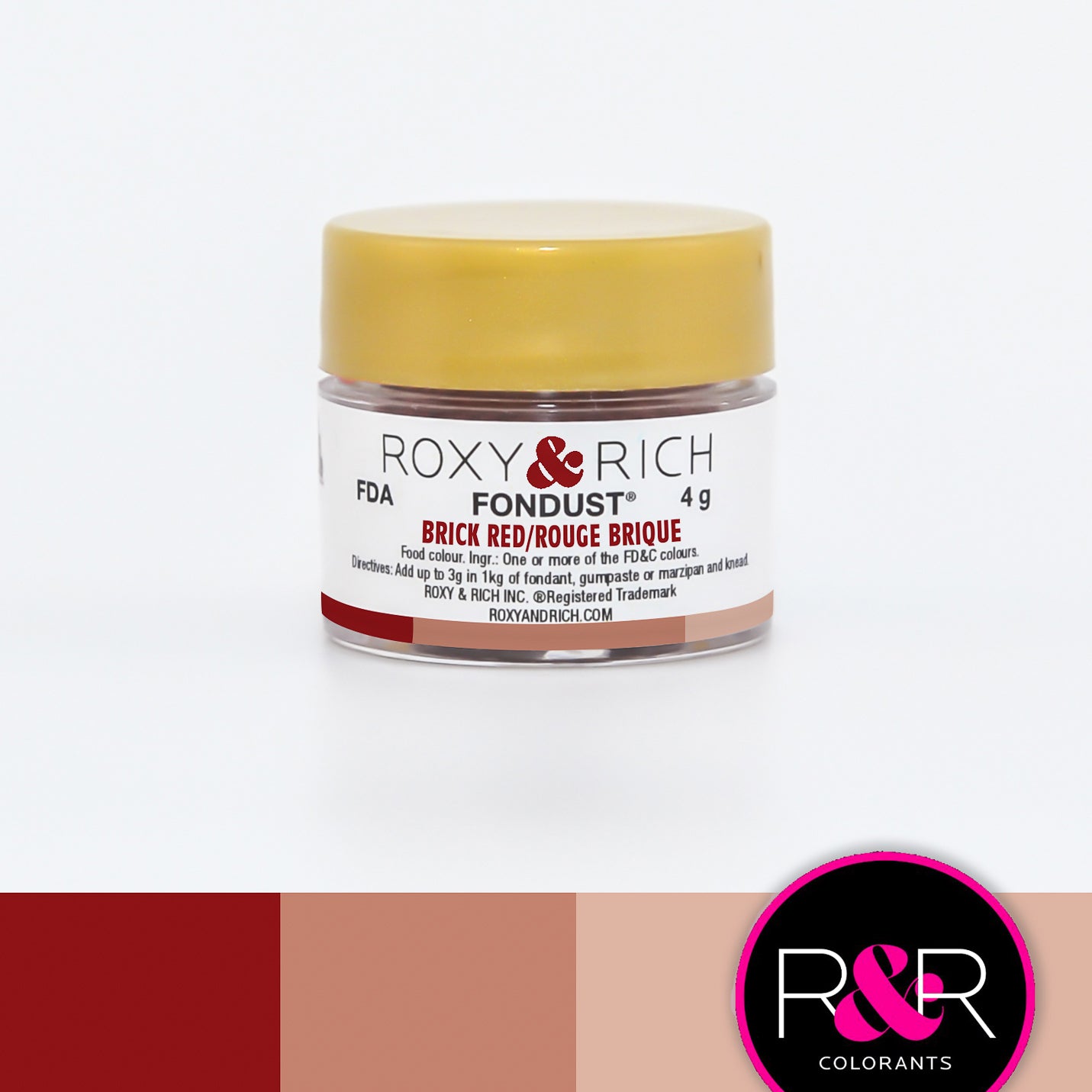 Roxy & Rich Brick Red Fondust (# F4-013) 4 G - Papagino Foods Inc.