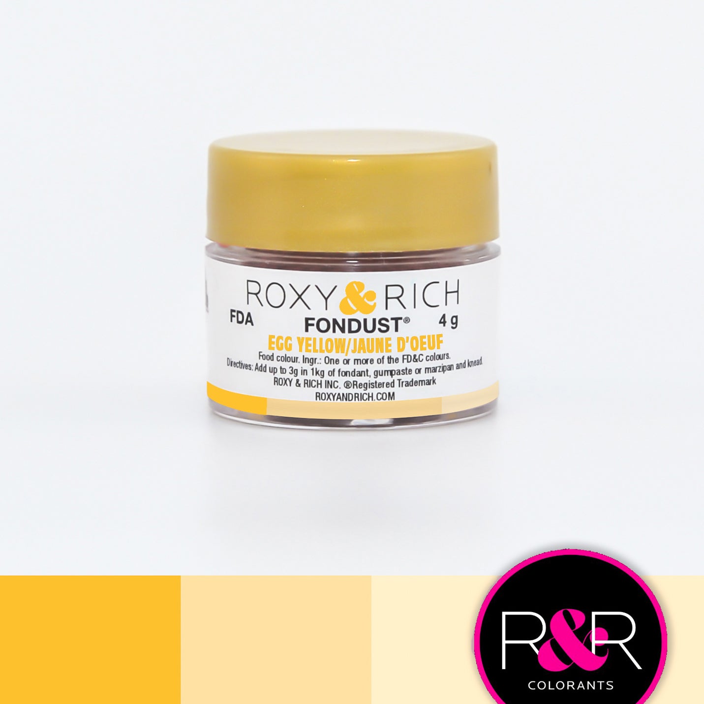 Roxy & Rich Egg Yellow Fondust (# F4-004) 4 G - Papagino Foods Inc.