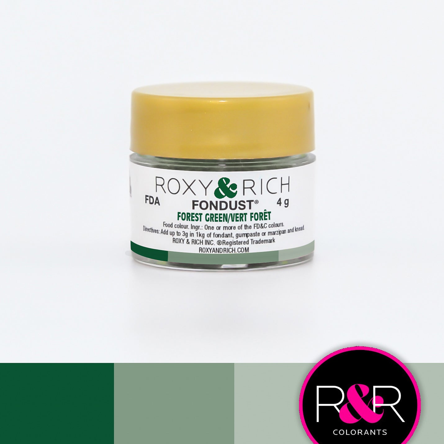 Roxy & Rich Forest Green Fondust (# F15-029) 12 G - Papagino Foods Inc.