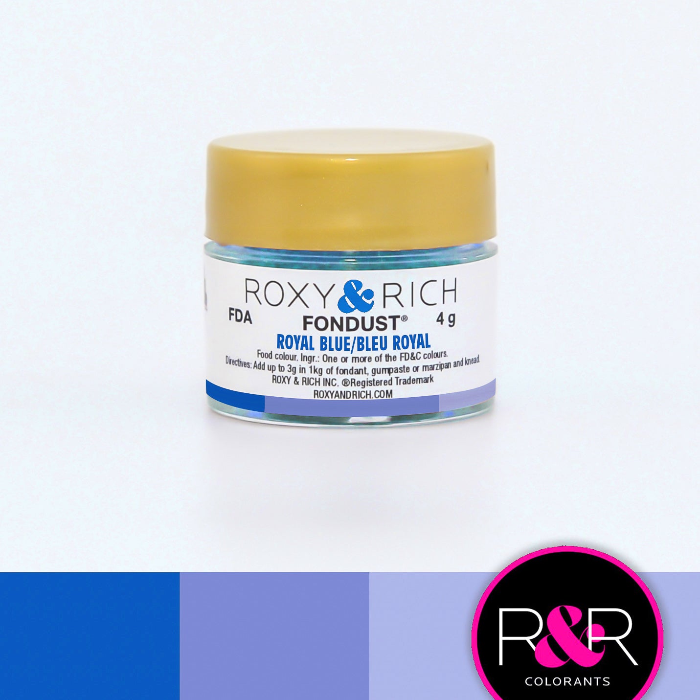 Roxy & Rich Royal Blue Fondust (# F4-023) 4 G - Papagino Foods Inc.
