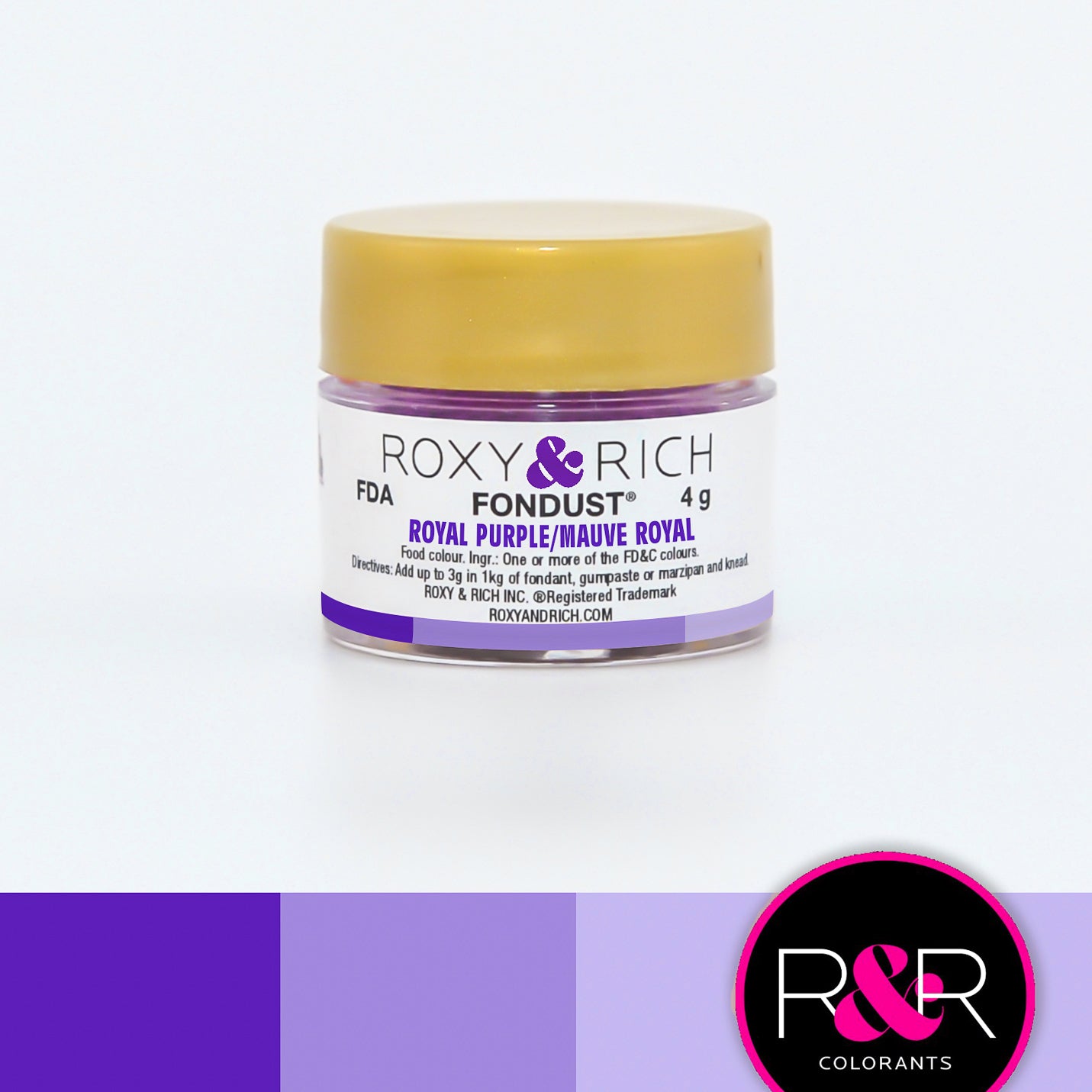 Roxy & Rich Royal Purple Fondust (# F4-020) 4 G - Papagino Foods Inc.