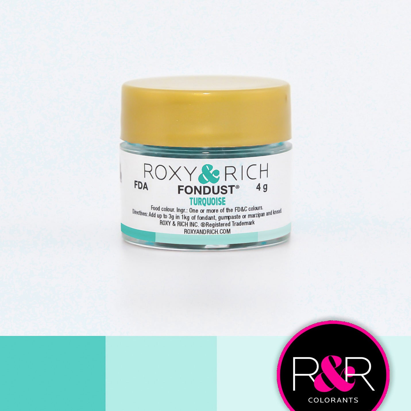 Roxy & Rich Turquoise Fondust (# F4-031) 4 G - Papagino Foods Inc.