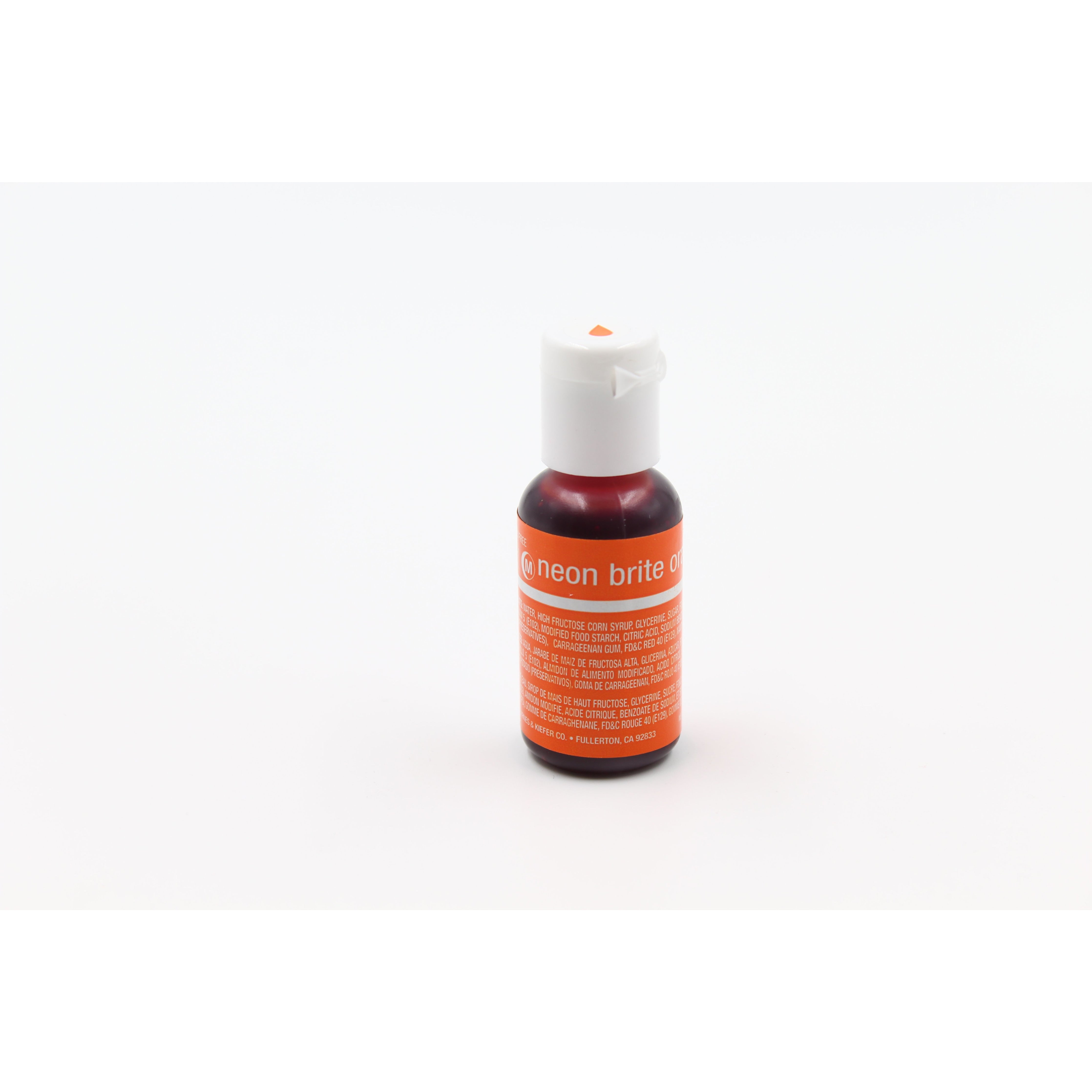 Chefmaster Neon Brite Orange Liqua-Gel Food Coloring (# 5456) 0.70 OZ - Papagino Foods Inc.