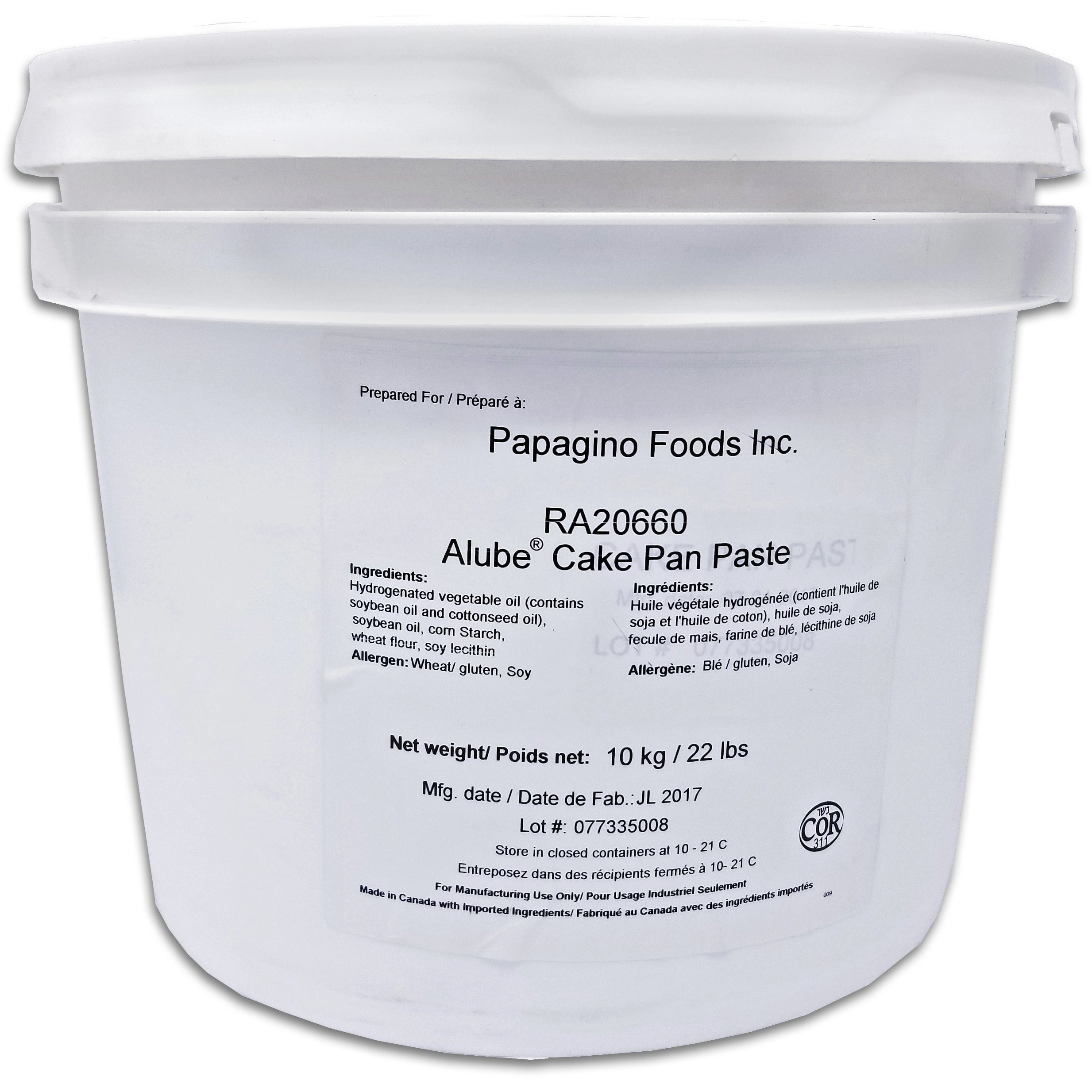 Cake Pan Grease 10 kg - Papagino Foods Inc.