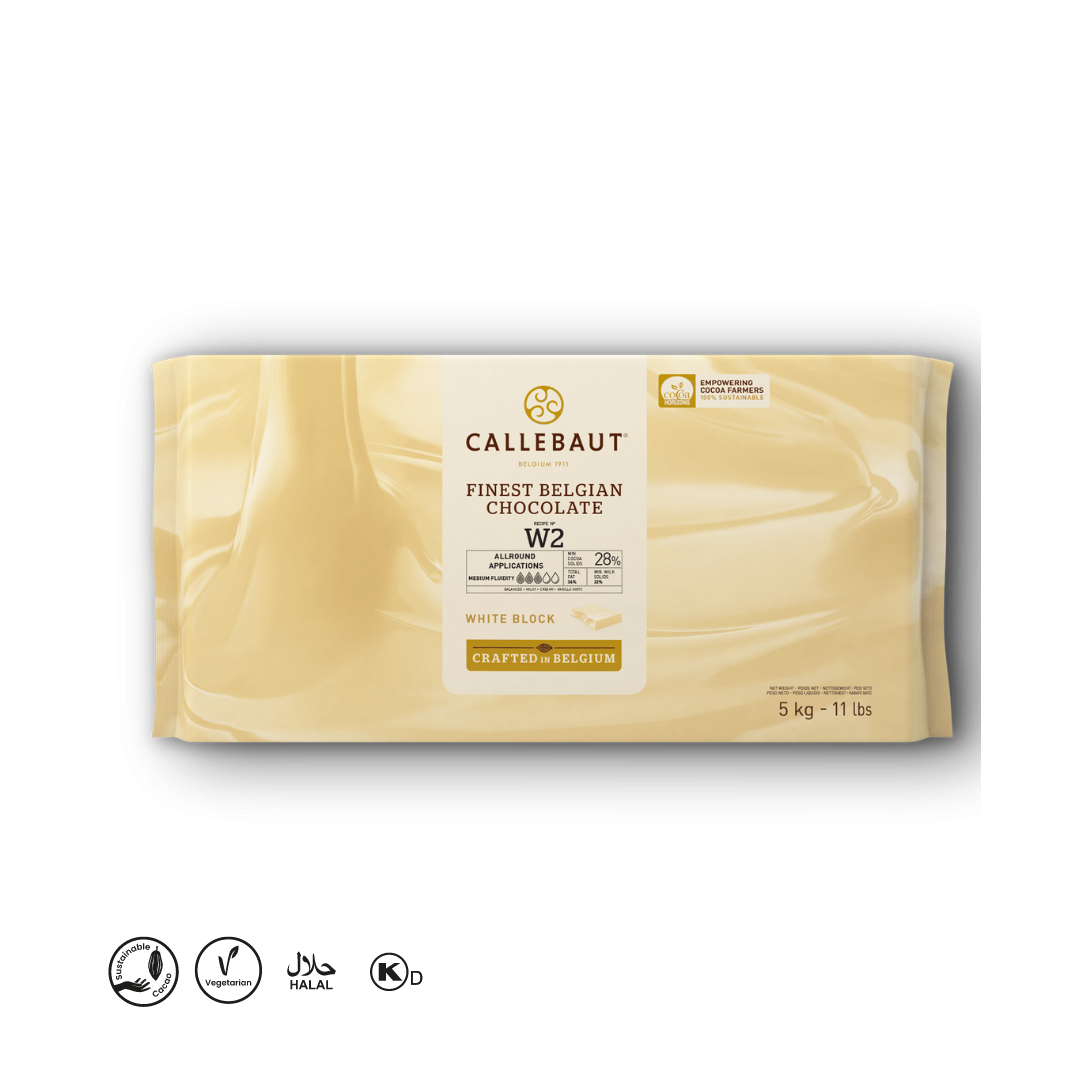Callebaut Finest Belgian White Chocolate CW2 5 kg x 5  Block (PICKUP ONLY) - Papagino Foods Inc.
