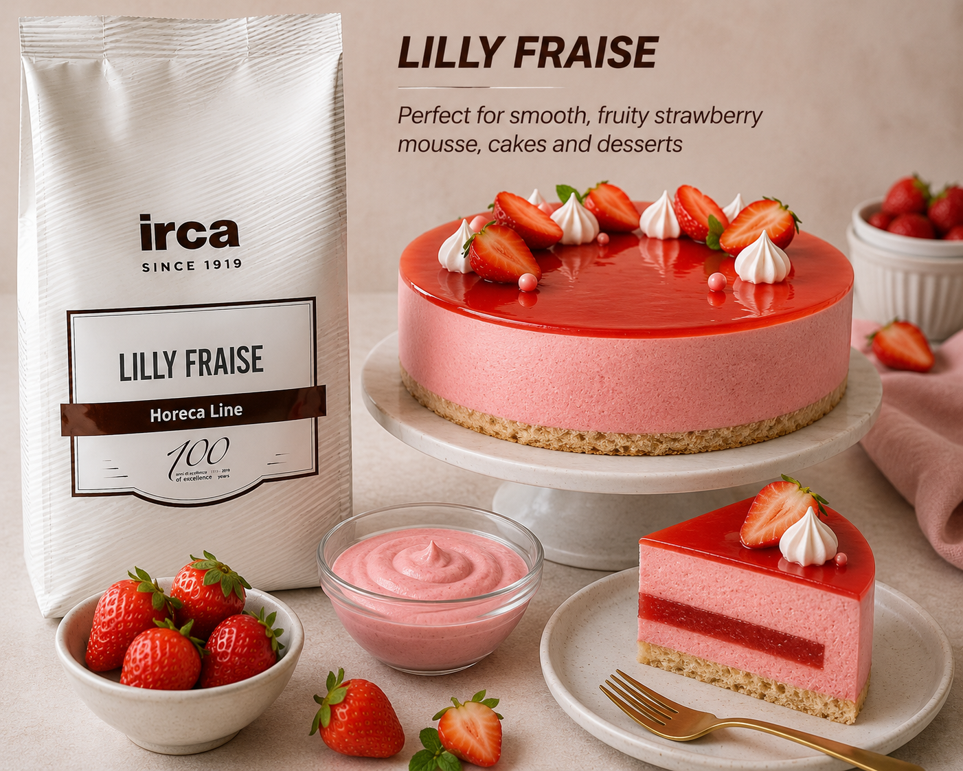 IRCA Lilly Fraise – Professional Strawberry Dessert Mix | Horeca Line 1 Kg