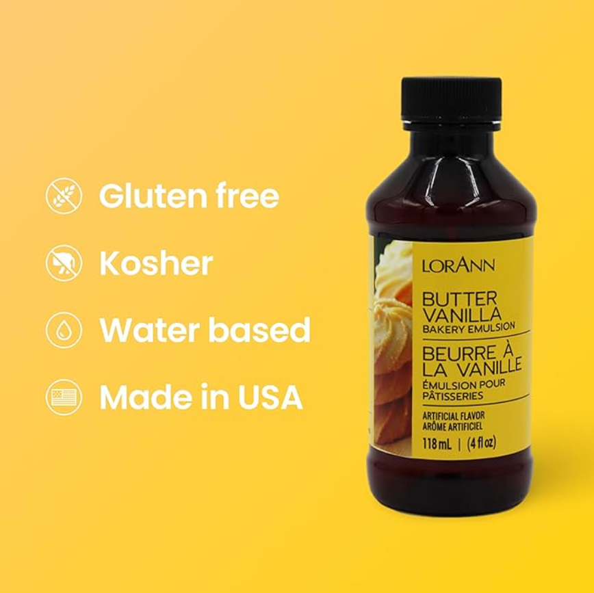 LorAnn Oils Butter Vanilla, Bakery Emulsion   - 4 OZ  #0742-0800 - Papagino Foods Inc.
