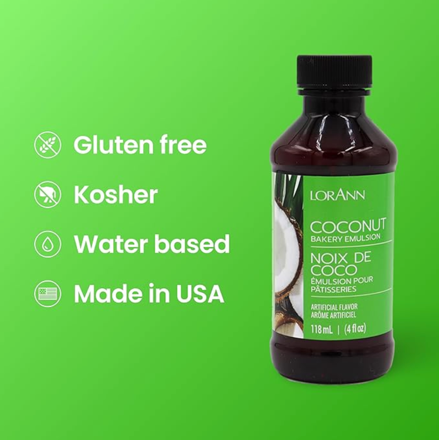 LorAnn Oils Coconut, Bakery Emulsion - 4 OZ  #0744-0806B - Papagino Foods Inc.