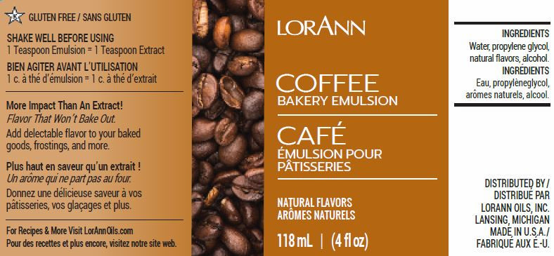 LorAnn Oils Coffee (Natural), Bakery Emulsion   - 4 OZ  #0754-0806 - Papagino Foods Inc.