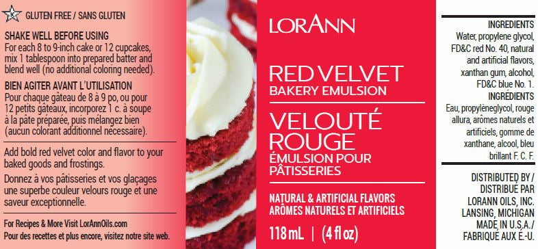 LorAnn Oils Red Velvet Bakery Emulsion   - 16 OZ   #0762-1000 - Papagino Foods Inc.