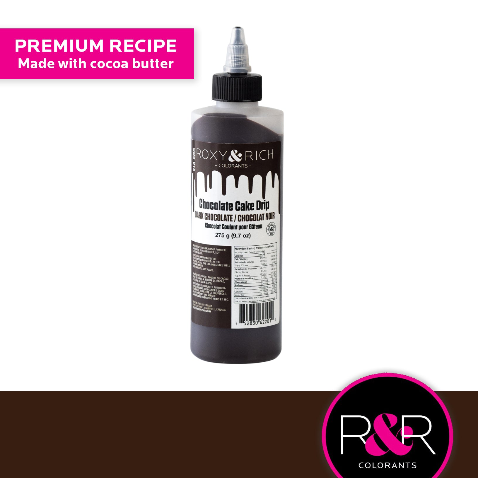 Roxy & Rich Cake Drip Dark Chocolate (# CD9-015) - 9.7 OZ - Papagino Foods Inc. 