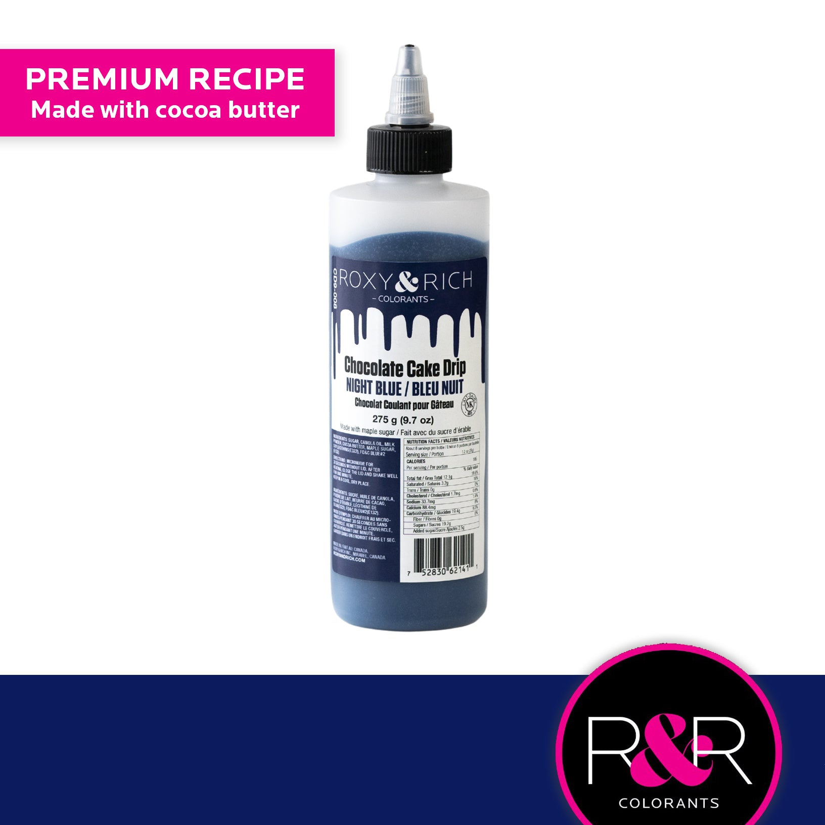 Roxy & Rich Cake Drip Night Blue (# CD9-008) - 9.7 OZ - Papagino Foods Inc. 