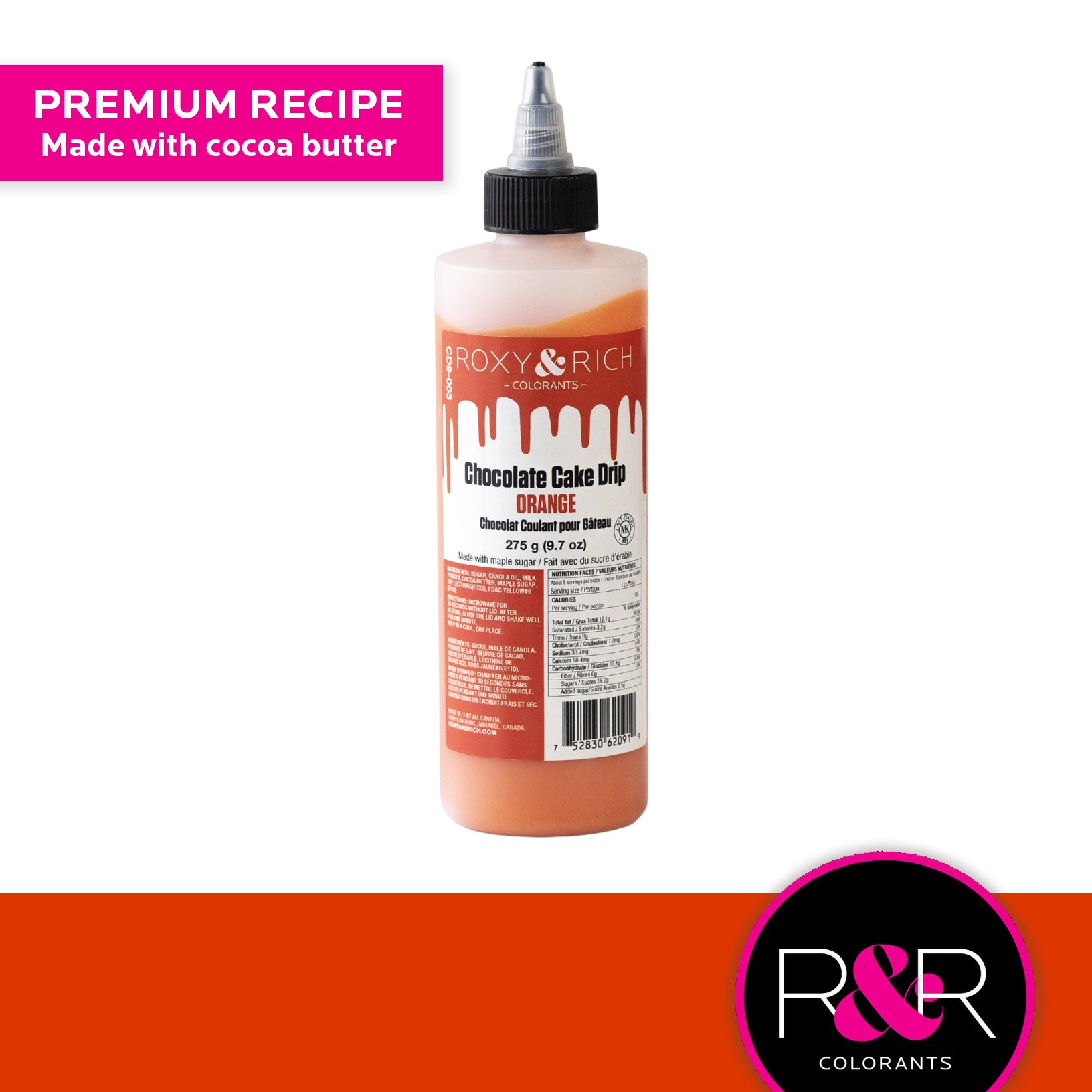 Roxy & Rich Cake Drip Orange  (# CD9-003) - 9.7 OZ - Papagino Foods Inc. 