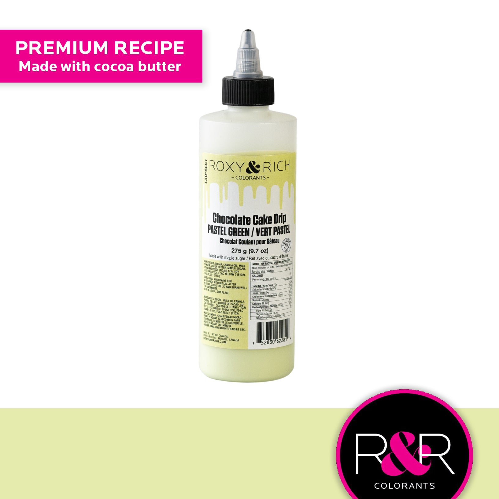 Roxy & Rich Cake Drip Pastel Green (# CD9-021) - 9.7 OZ - Papagino Foods Inc. 