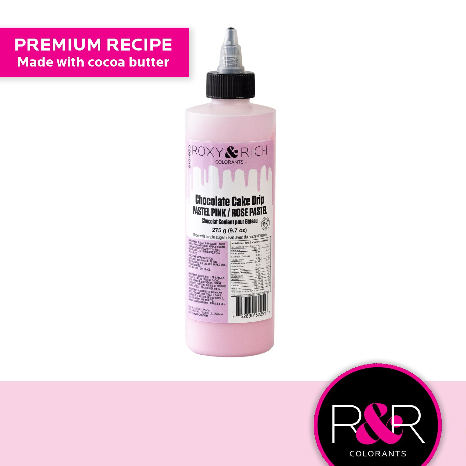 Roxy & Rich Cake Drip Pastel Pink (# CD9-018) - 9.7 OZ - Papagino Foods Inc. 