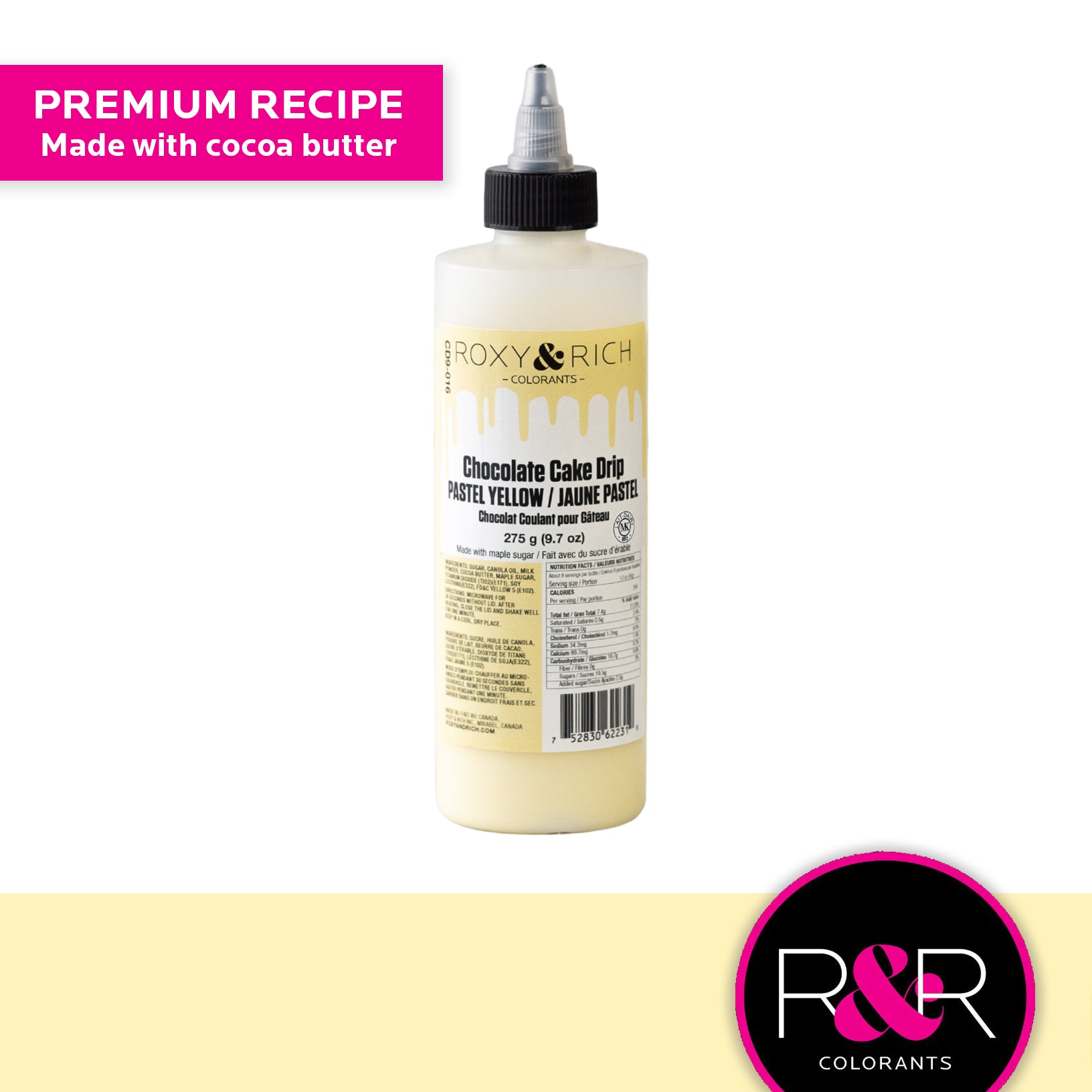 Roxy & Rich Cake Drip Pastel Yellow (# CD9-016) - 9.7 OZ - Papagino Foods Inc. 