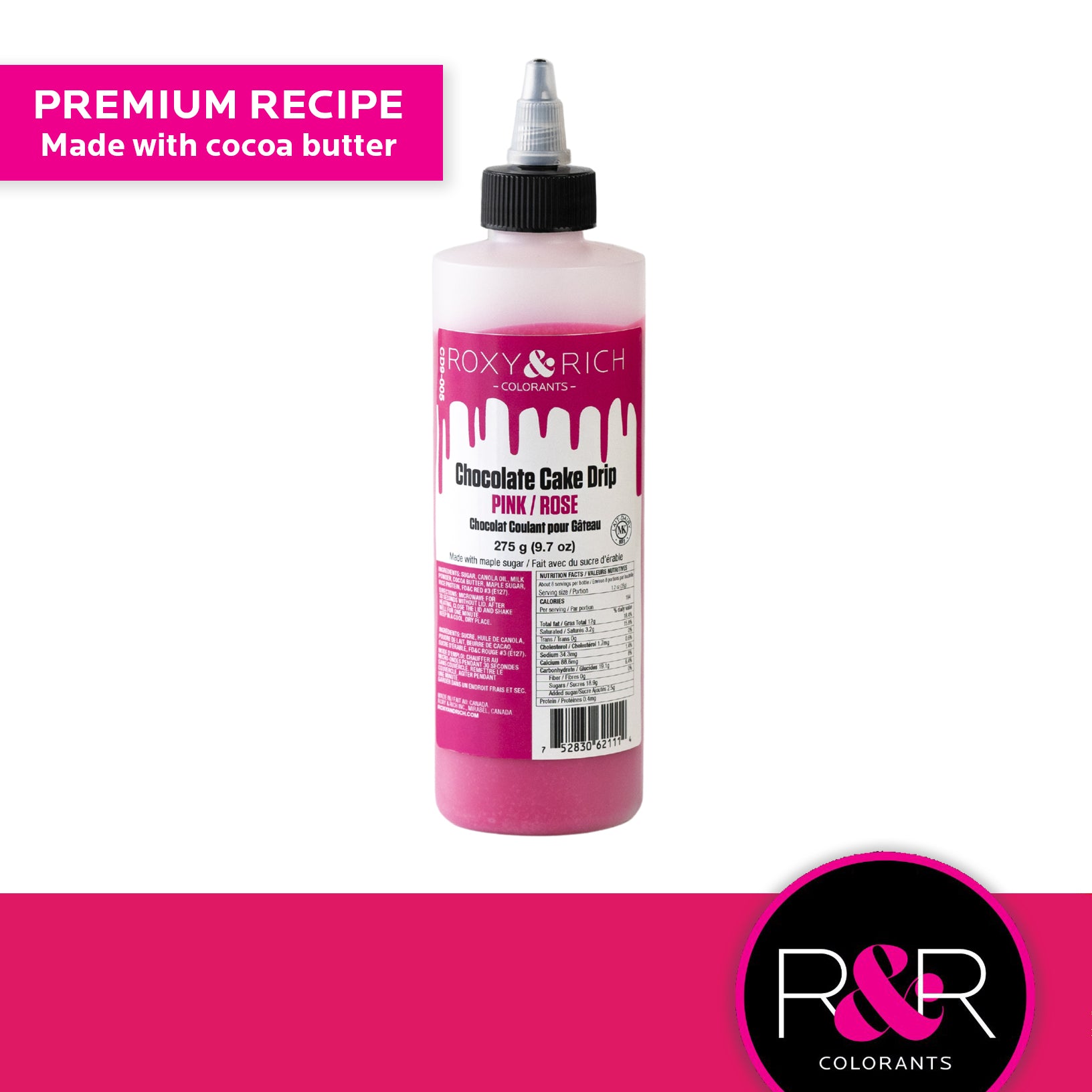 Roxy & Rich Cake Drip Pink (# CD9-005) - 9.7 OZ - Papagino Foods Inc. 
