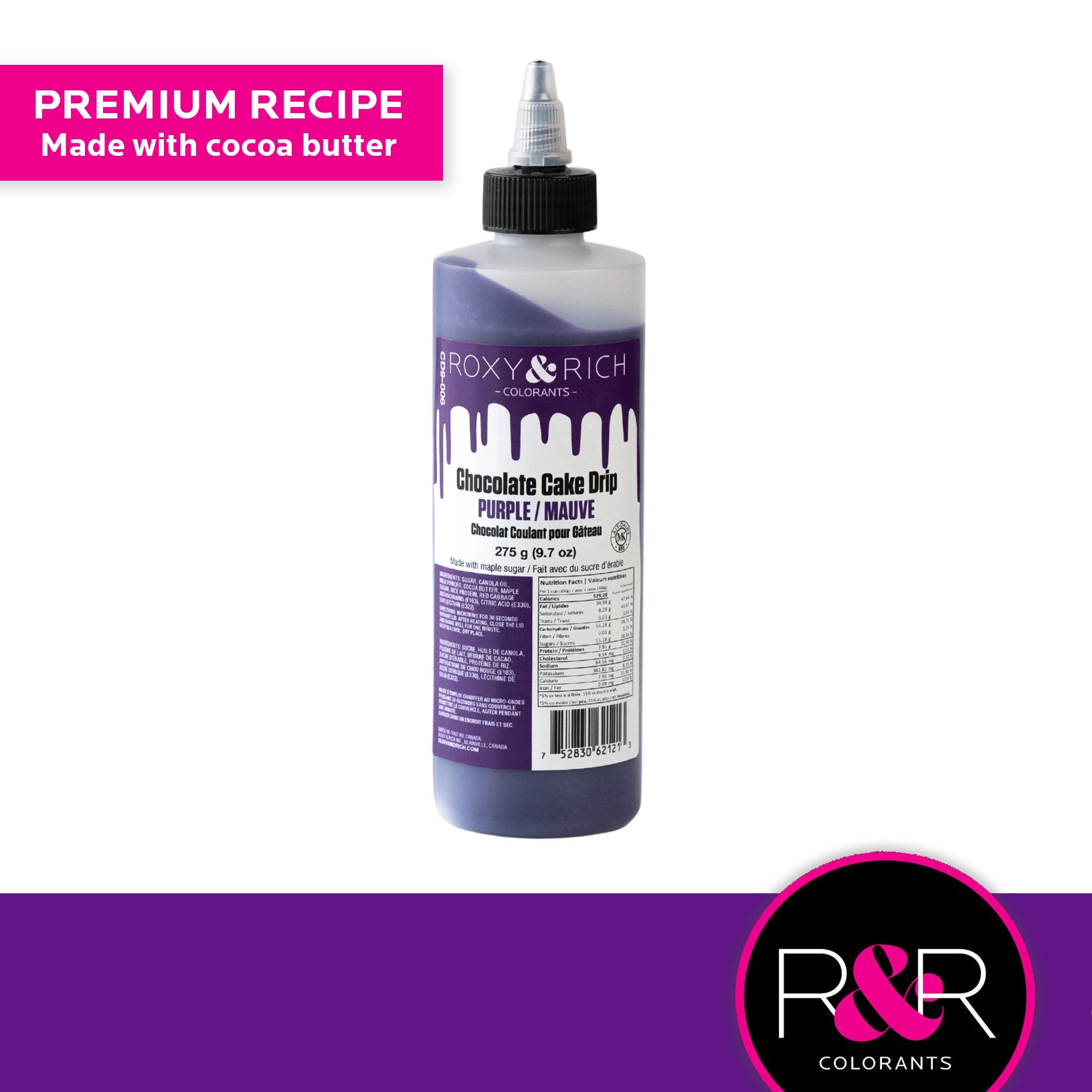 Roxy & Rich Cake Drip Purple (# CD9-006) - 9.7 OZ - Papagino Foods Inc. 