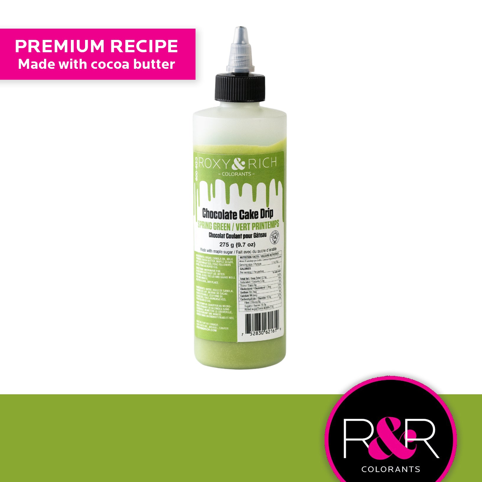 Roxy & Rich Cake Drip Spring Green (# CD9-009) - 9.7 OZ - Papagino Foods Inc. 
