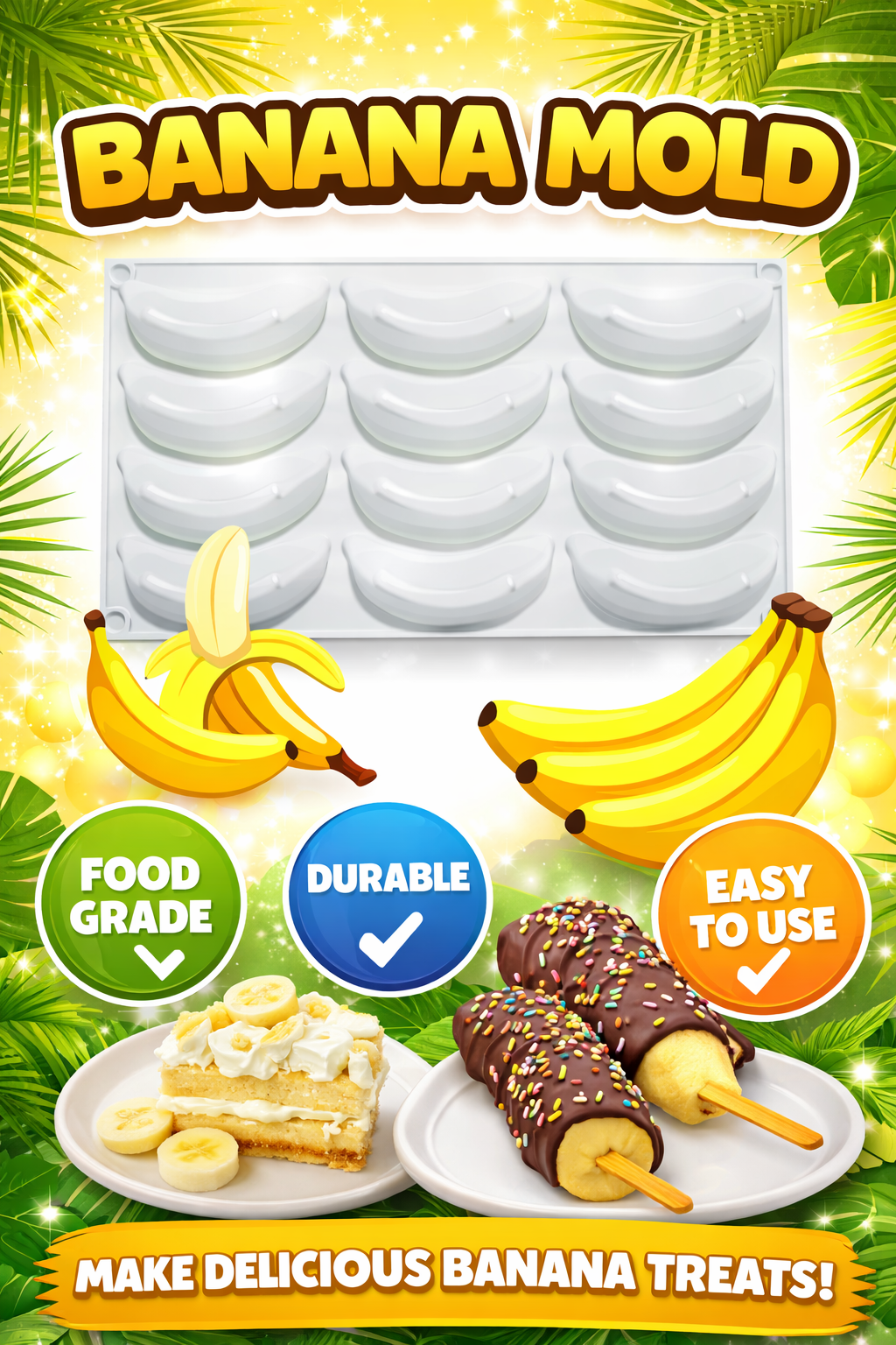 Banana Bean Mold (12 Cavities) - Papagino Foods Inc. 