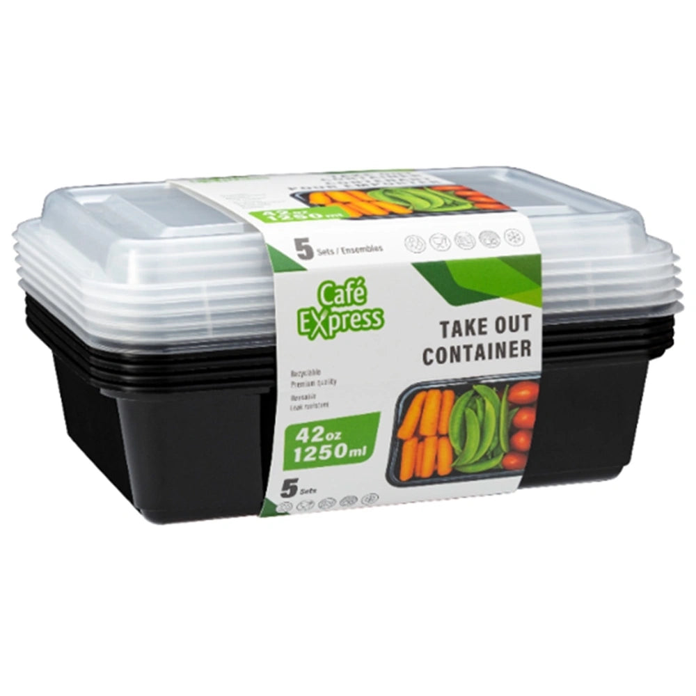 Cafe Express 42oz Takeout Containers – 5 Sets - Papagino Foods Inc. 