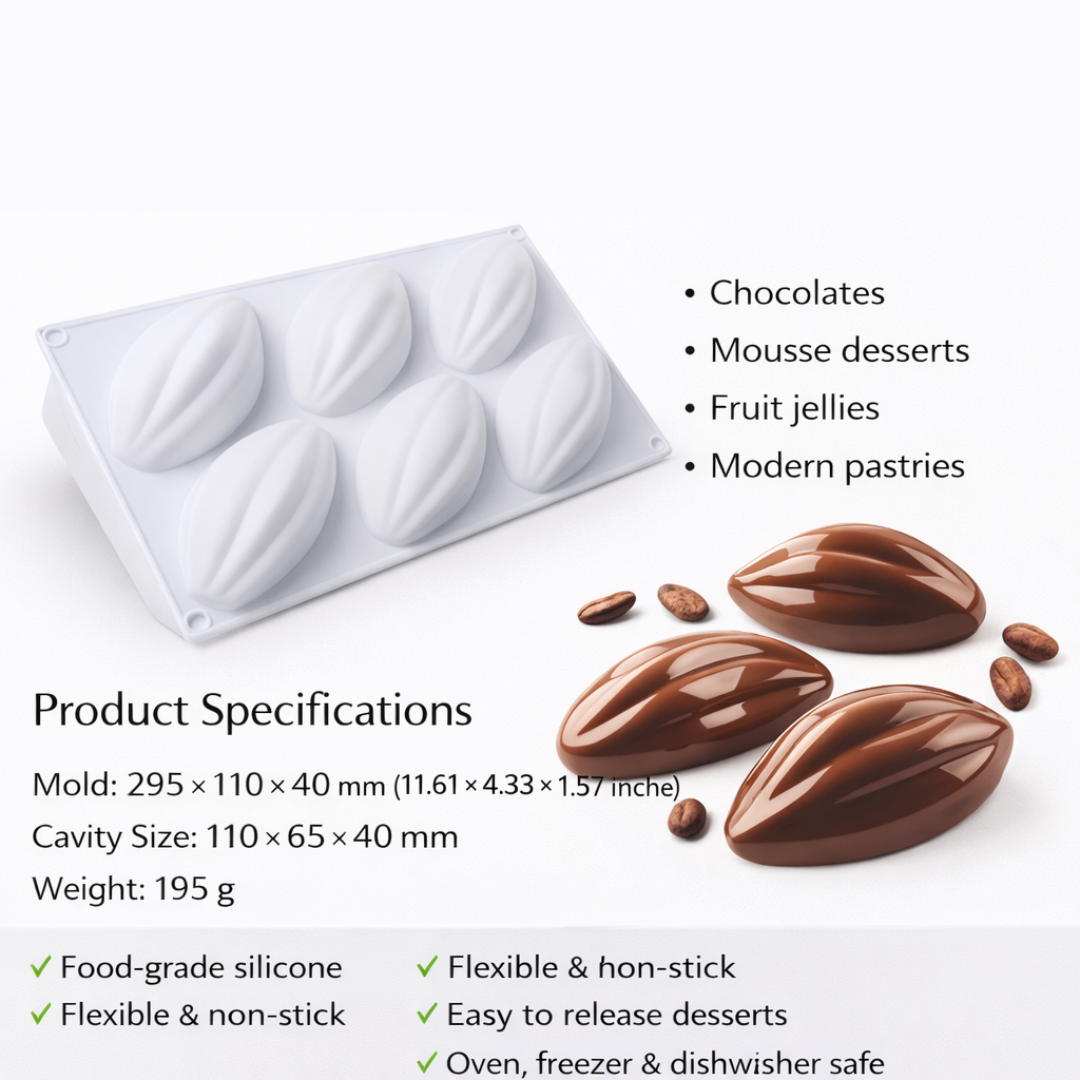 Coffee Bean Mold (6 Cavities) - Papagino Foods Inc. 