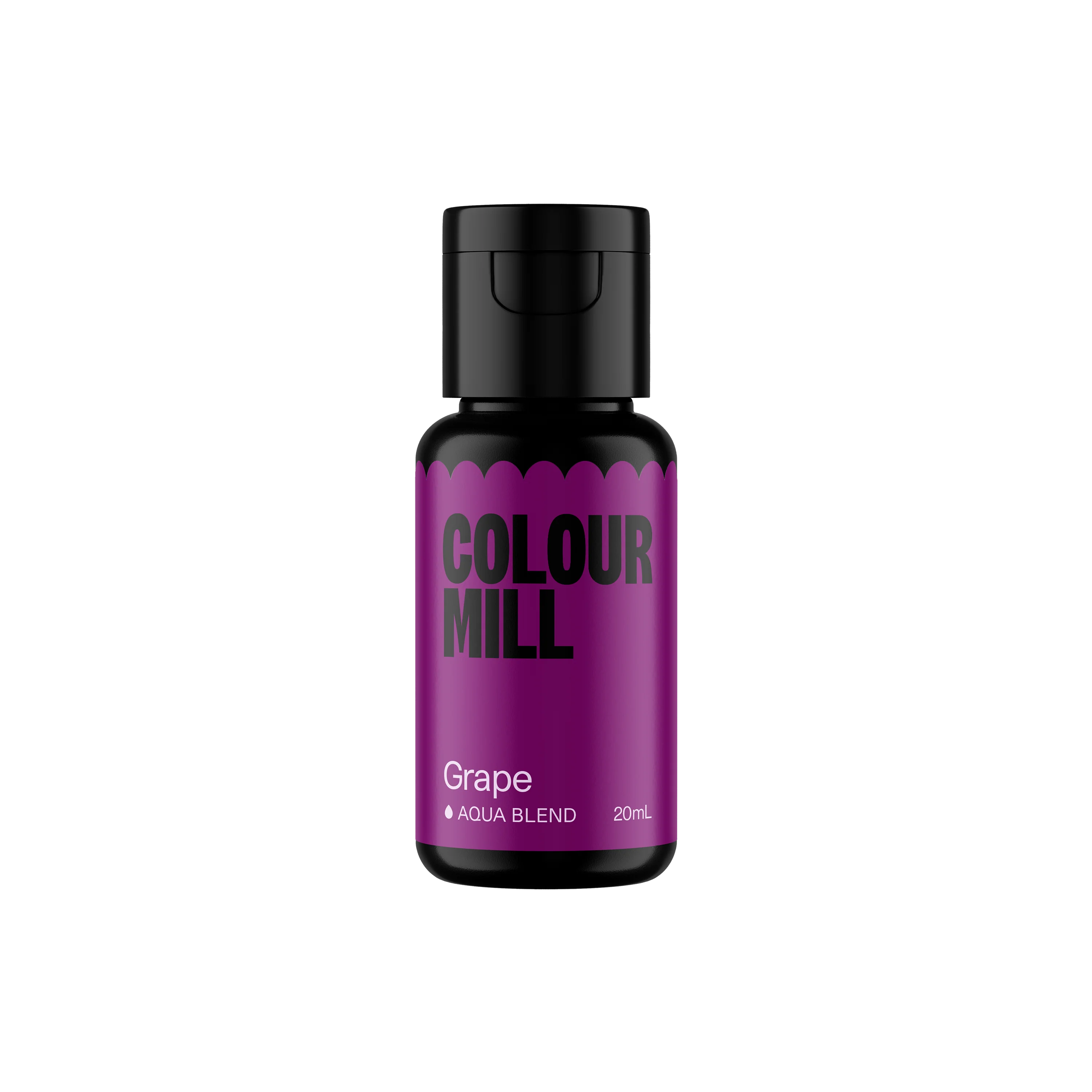 Papagino Foods Inc. Colour Mill Aqua Blend Grape 20 ml food coloring bottle with vibrant purple hue.