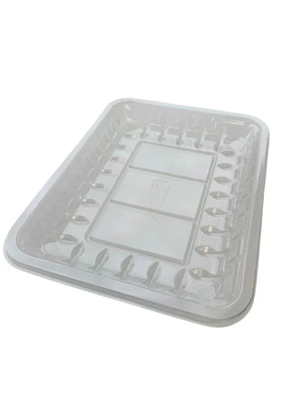 HQ 4D Clear Heavy Plastic Tray - Size - 9.05" x 7.08" x 1.18" – 500 pcs - Papagino Foods Inc. 