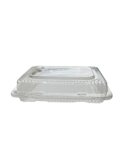 Set of 400 Papagino Foods HQ-52 clamshell containers in size 9.25 x 6.89 x 2.36 inches, stacked and ready for food packaging.
