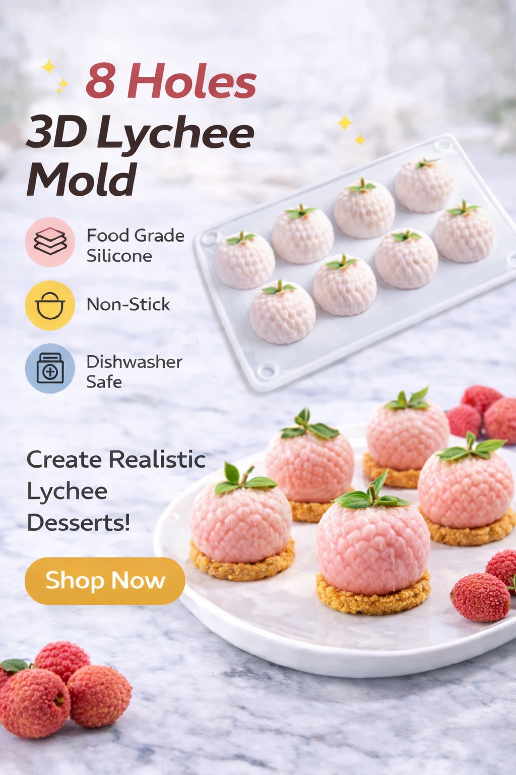 Litchi Mold (8 Cavities) - Papagino Foods Inc. 