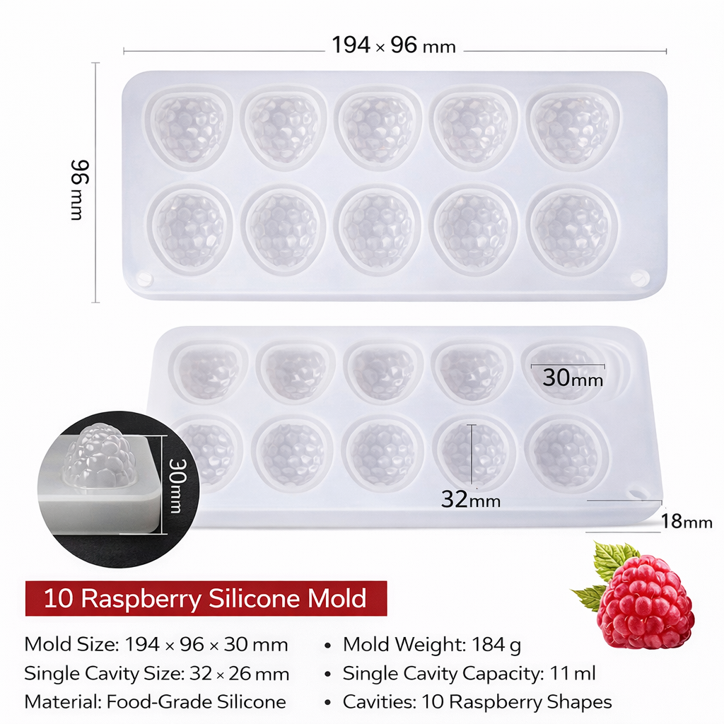 Raspberry Mold (10 Cavities) - Papagino Foods Inc. 