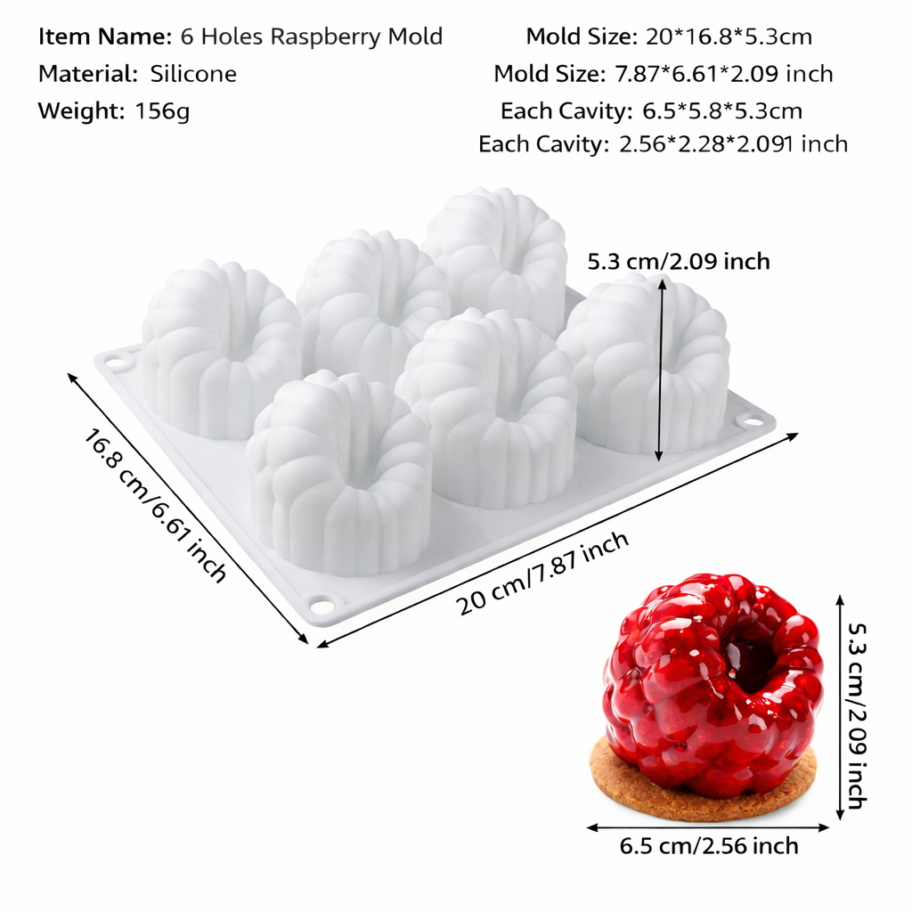 Raspberry Mold (6 Cavities) - Papagino Foods Inc. 