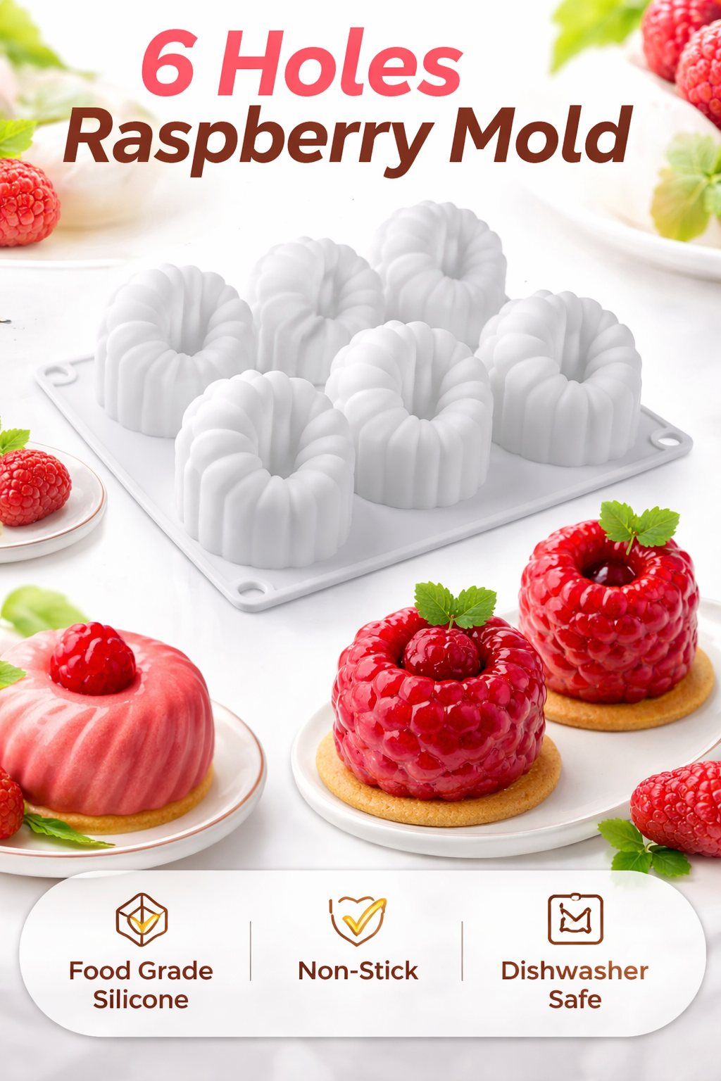 Raspberry Mold (6 Cavities) - Papagino Foods Inc. 