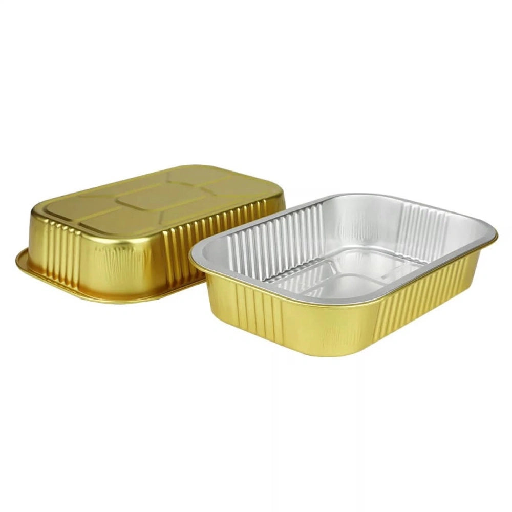 Titan 19oz Black & Gold Takeout Containers with High Lids – 4 Sets - Papagino Foods Inc. 