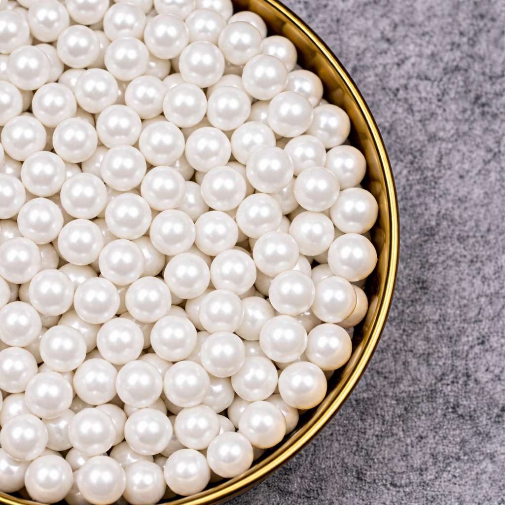 White sugar pearl sprinkles in a 500g package from D'Art by Papagino Foods Inc., perfect for decorating cakes and desserts.
