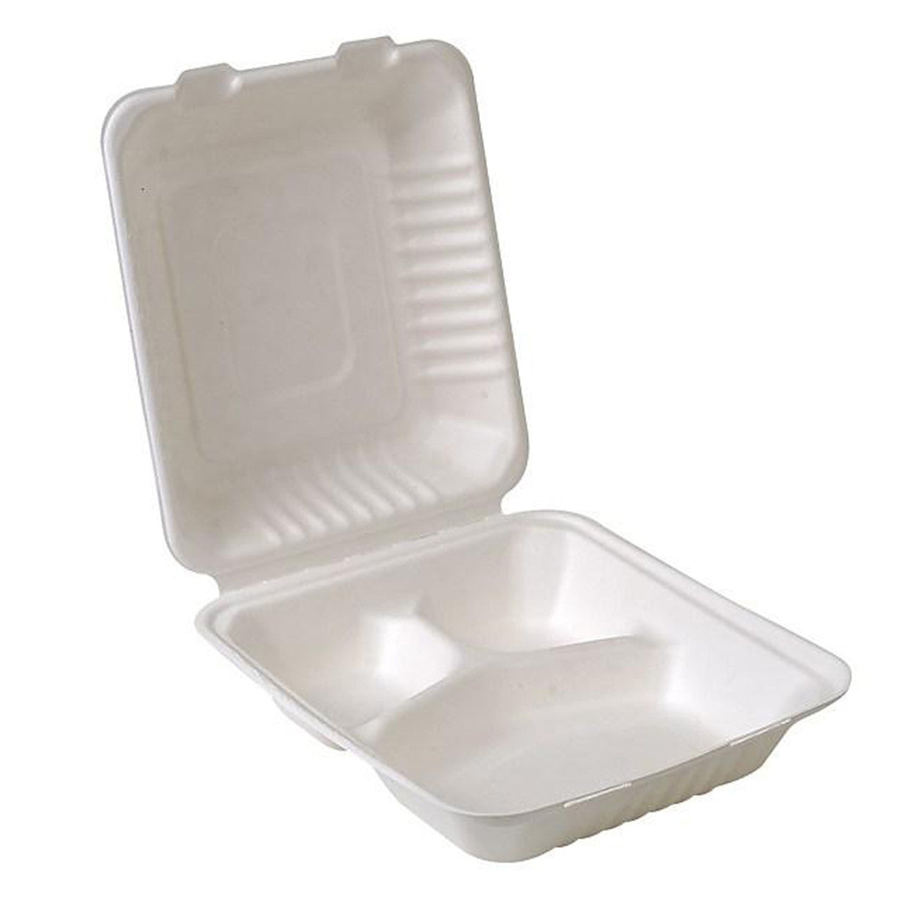 Chartland 8x8, 3 Compartment Bagasse Food Containers - Papagino Foods Inc. 