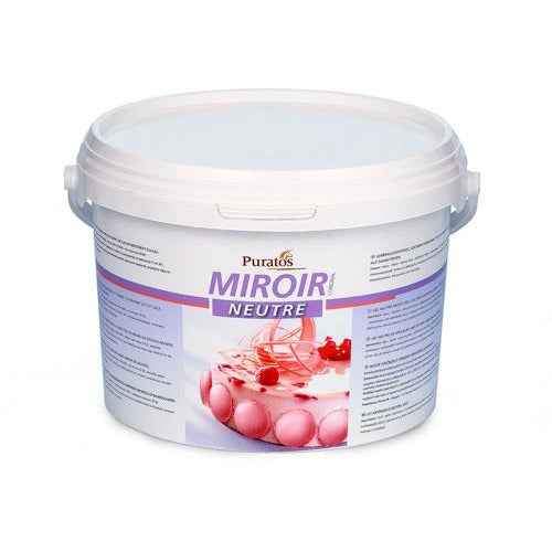 Papagino Foods Inc. Puratos Neutral Fruit Miroir spread in 5 kg container, showcasing vibrant fruit glaze texture and glossy finish.