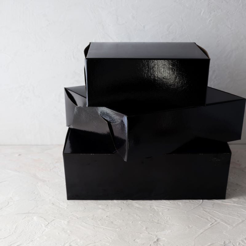 Black Film Laminated Cake Boxes  10" x 10" x 5" - Papagino Foods Inc.