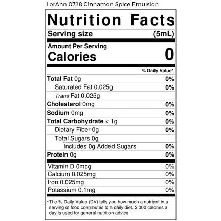 LorAnn Oils Cinnamon Spice, Bakery Emulsion - 4 OZ  #0738-0806 - Papagino Foods Inc.