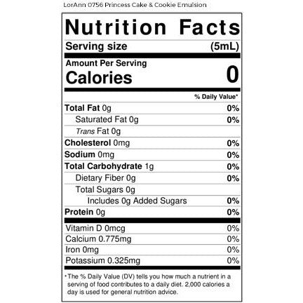 LorAnn Oils Princess Cake & Cookie, Bakery Emulsion   - 4 OZ    #0756-0806B - Papagino Foods Inc.
