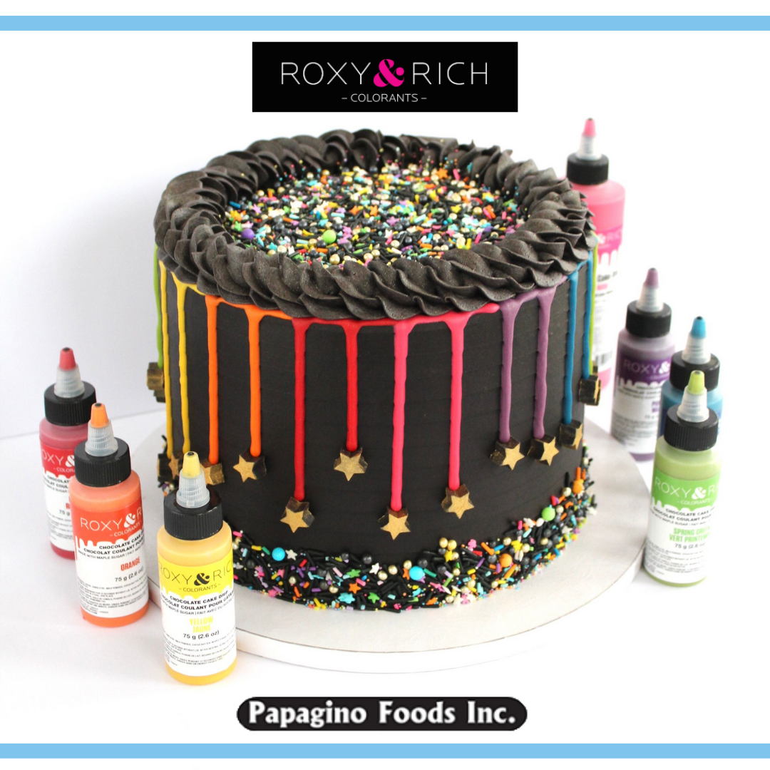 Roxy & Rich Cake Drip Rainbow Kit  (# CD-RBOW)  6 x 75 grams - Papagino Foods Inc.