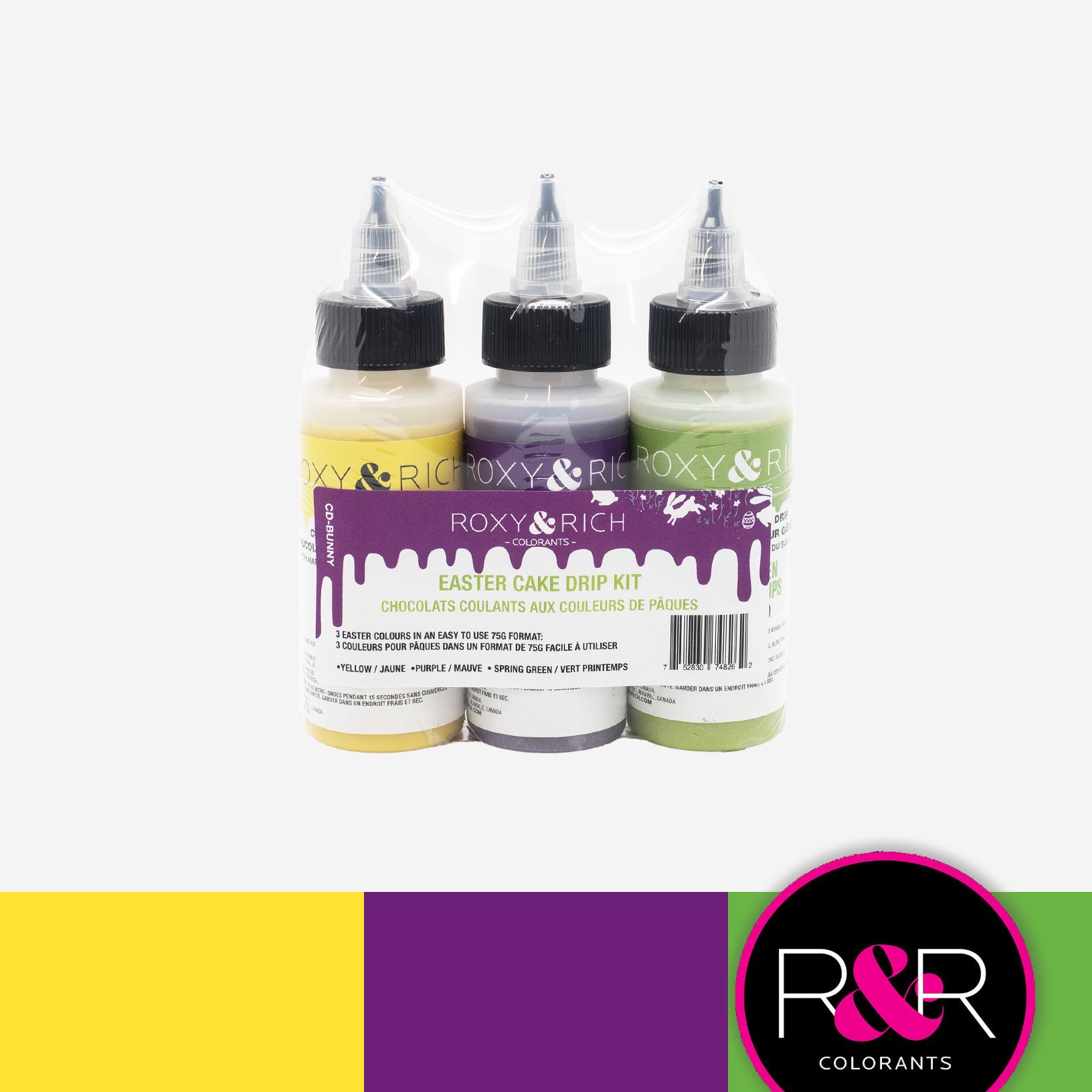 Roxy & Rich Easter Mini  Cake Drip Kit (CD-BUNNY) 3 x 75 grams - Papagino Foods Inc.