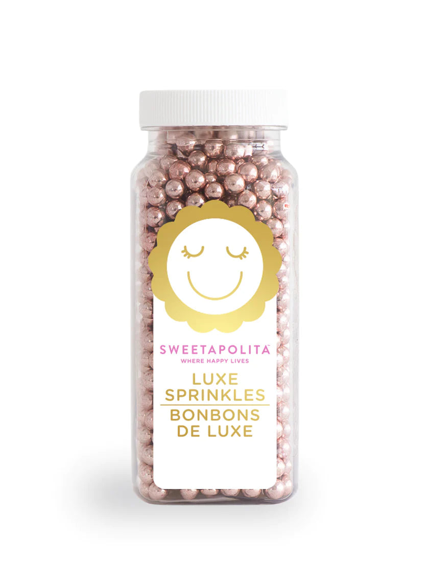 3MM ROSE GOLD DRAGÉES 3.5oz Bottle (Net Weight 4 oz) Sweetapolita  **BBD APR 2024** - Papagino Foods Inc.