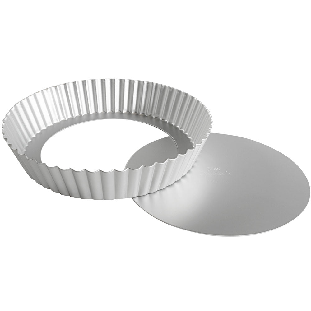Fat Daddio, Anodized Aluminum, Fluted Tart Pan Removable Bottom, 9 1/2 in x 1 in (PFT-95) - Papagino Foods Inc.